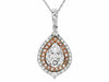 .97CT WHITE & PINK DIAMOND 14KT WHITE & ROSE GOLD 3D CLUSTER PEAR SHAPE PENDANT