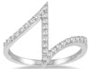 ESTATE .27CT DIAMOND 14KT WHITE GOLD 3D CLASSIC ZIG ZAG BAR FUN RING