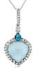 5.09CT DIAMOND & AAA BLUE TOAPZ 14KT WHITE GOLD HEART SHAPE FUN FLOATING PENDANT