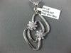 ESTATE LARGE .45CT DIAMOND 18KT WHITE GOLD 3D DOUBLE FLOWER FUN PENDANT