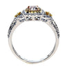 .52CT WHITE PINK & FANCY YELLOW DIAMOND 18KT TRI COLOR GOLD HALO ENGAGEMENT RING