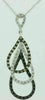 .40CT WHITE BLACK & MOCHA DIAMOND 14KT WHITE GOLD 3D TEAR DROP LOVE KNOT PENDANT