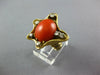 ESTATE .26CT DIAMOND & AAA CORAL 18KT YELLOW GOLD OVAL & ROUND STARFISH FUN RING
