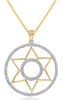 ESTATE .59CT DIAMOND 14K 2 TONE GOLD DOUBLE CIRCLE OF LIFE STAR OF DAVID PENDANT