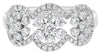 ESTATE WIDE .80CT DIAMOND 14KT WHITE GOLD 3D 3 FLOWER HALO LOVE RING