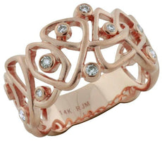 WIDE .18CT DIAMOND 14K ROSE GOLD HANDCRAFTED MULTI SHAPE ETOILE ANNIVERSARY RING