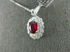 LARGE 1.62CT DIAMOND & AAA RUBY 18KT WHITE GOLD 3D OVAL DOUBLE HALO PENDANT