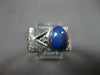 ESTATE WIDE 2.2CT DIAMOND & AAA STAR SAPPHIRE 14KT WHITE GOLD OVAL & ROUND RING