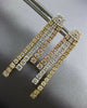ESTATE LARGE 2.88CT DIAMOND 18KT TRI COLOR GOLD GRADUATING BAR HANGING EARRINGS
