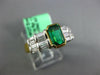 ESTATE 1.50CT DIAMOND & AAA EMERALD 18KT 2 TONE GOLD EMERALD CUT ENGAGEMENT RING