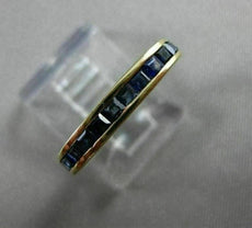 ESTATE .60CT AAA ASSCHER CUT SAPPHIRE 14KT YELLOW GOLD WEDDING RING BAND #20288