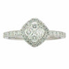 ESTATE .60CT DIAMOND 18KT WHITE GOLD 3D CLUSTER SQUARE FRIENDSHIP PROMISE RING