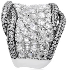 LARGE 4.46CT WHITE & ROSE CUT DIAMOND 18KT WHITE GOLD MULTI ROW ANNIVERSARY RING