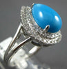 ESTATE LARGE 3.87CT DIAMOND & AAA TURQUOISE 14KT WHITE GOLD PEAR SHAPE HALO RING