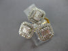 LARGE 1.11CT DIAMOND 14KT YELLOW GOLD ROUND & BAGUETTE CLUSTER HALO SQUARE RING
