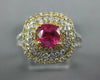ESTATE WIDE 1.64CT DIAMOND & AAA SAPPHIRE 14K 2 TONE GOLD SQUARE ENGAGEMENT RING