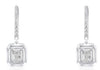 .31CT DIAMOND 14KT WHITE GOLD ROUND & BAGUETTE CLUSTER OCTAGON HANGING EARRINGS