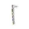 15.66CT AAA MULTI COLOR SAPPHIRE 18KT WHITE GOLD 3D EMERALD CUT HANGING EARRINGS