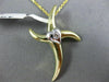 ESTATE .05CT DIAMOND 14K WHITE & YELLOW GOLD 3D HEART ETOILE CROSS PENDANT #2012