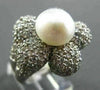 ESTATE LARGE 3.32CT DIAMOND 18KT WHITE GOLD PEARL FLOWER PAVE RING STUNNING!!