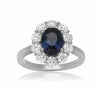 LARGE GIA CERTIFIED 4.0CT DIAMOND & AAA SAPPHIRE 14K WHITE GOLD ENGAGEMENT RING