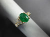 ESTATE 1.45CT DIAMOND & AAA OVAL CUT EMERALD 14KT YELLOW GOLD 3D ENGAGEMENT RING