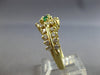 ESTATE 1.3CT DIAMOND & AAA EMERALD 18KT YELLOW GOLD 2 ROW FLOWER FUN RING #28143