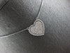 .55CT DIAMOND 14KT WHITE GOLD 3D ROUND PAVE MILGRAIN HEART SHAPE LOVE NECKLACE