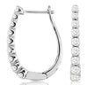 ESTATE 1CT DIAMOND 14KT WHITE GOLD ROUND GRADUATING OVAL HUGGIE HANGING EARRINGS