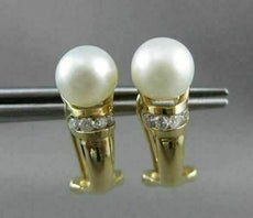 ESTATE .24CT DIAMOND & AAA SOUTH SEA PEARL 14K YELLOW GOLD CLIP ON EARRINGS 5011