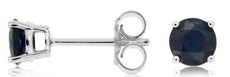 ESTATE 1.10CT AAA SAPPHIRE 14KT WHITE GOLD 3D CLASSIC ROUND STUD EARRINGS