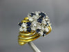 ESTATE LARGE 2.0CT DIAMOND & AAA SAPPHIRE 18KT 2 TONE GOLD 3D FLOWER FUN RING