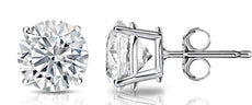 ESTATE 2.0CT DIAMOND 18KT WHITE GOLD 3D ROUND 4 PRONG SOLITAIRE STUD EARRINGS