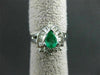 ESTATE WIDE 1.48CT DIAMOND & AAA COLOMBIAN EMERALD 14KT WHITE GOLD COCKTAIL RING