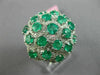 ESTATE LARGE 4.04CT DIAMOND & AAA EMERALD 18K WHITE GOLD 3D FLOWER FILIGREE RING