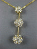 ESTATE 1.40CT DIAMOND 14KT YELLOW GOLD FLOWER PAST PRESENT FUTURE PENDANT #441