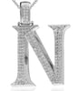 ESTATE EXTRA LARGE 1.55CT DIAMOND 14KT WHITE GOLD N INITIAL FUN FLOATING PENDANT