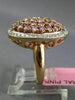 ESTATE LARGE 1.64CT PINK & WHITE DIAMOND 18KT 2 TONE GOLD 3D OVAL FILIGREE RING