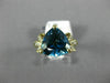 LARGE 4.05CT DIAMOND & AAA LONDON BLUE TOPAZ 14KT 2 TONE GOLD TRILLION FUN RING