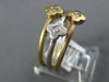 ESTATE .06CT DIAMOND 14KT TRI COLOR GOLD ETOILE FLOWER TRIPLE STACKABLE FUN RING