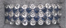 1.0CT DIAMOND & AAA SAPPHIRE 14K WHITE GOLD ROUND 3 ROW WEDDING ANNIVERSARY RING