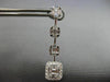 ESTATE 1.85CT DIAMOND 18KT WHITE GOLD JOURNEY HALO SQUARE STUD HANGING EARRINGS