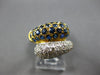 WIDE 2.71CT DIAMOND & AAA SAPPHIRE 18K YELLOW GOLD 3D MULTI ROW CRISS CROSS RING