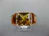 LARGE 6.27CT DIAMOND AAA CITRINE 14K YELLOW GOLD SQUARE & TRAPEZOID 3 STONE RING