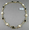 ANTIQUE 41.36CT FILIGREE CIRCLE ONYX & WHITE SAPPHIRE 14KT YELLOW GOLD NECKLACE