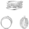 ESTATE .58CT DIAMOND 14KT WHITE GOLD 3D ROUND MULTI ROW CRISS CROSS FUN RING
