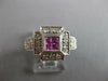 .79CT DIAMOND & AAA PINK SAPPHIRE 18KT WHITE GOLD 3D PRINCESS & ROUND CROSS RING