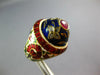 1.21CT ROSE CUT DIAMOND & AAA RUBY & ENAMEL 22KT YELLOW GOLD 3D HANDCRAFTED RING