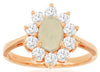 1.25CT DIAMOND & AAA OPAL 14KT ROSE GOLD OVAL & ROUND CLASSIC FLOWER LOVE RING