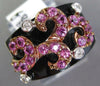 WIDE .95CT DIAMOND & AAA PINK SAPPHIRE & ONYX 18KT WHITE & ROSE GOLD ETOILE RING